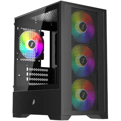 1st Player Go2 RGB Mid-Tower Micro-ATX Gaming PC Case - Black