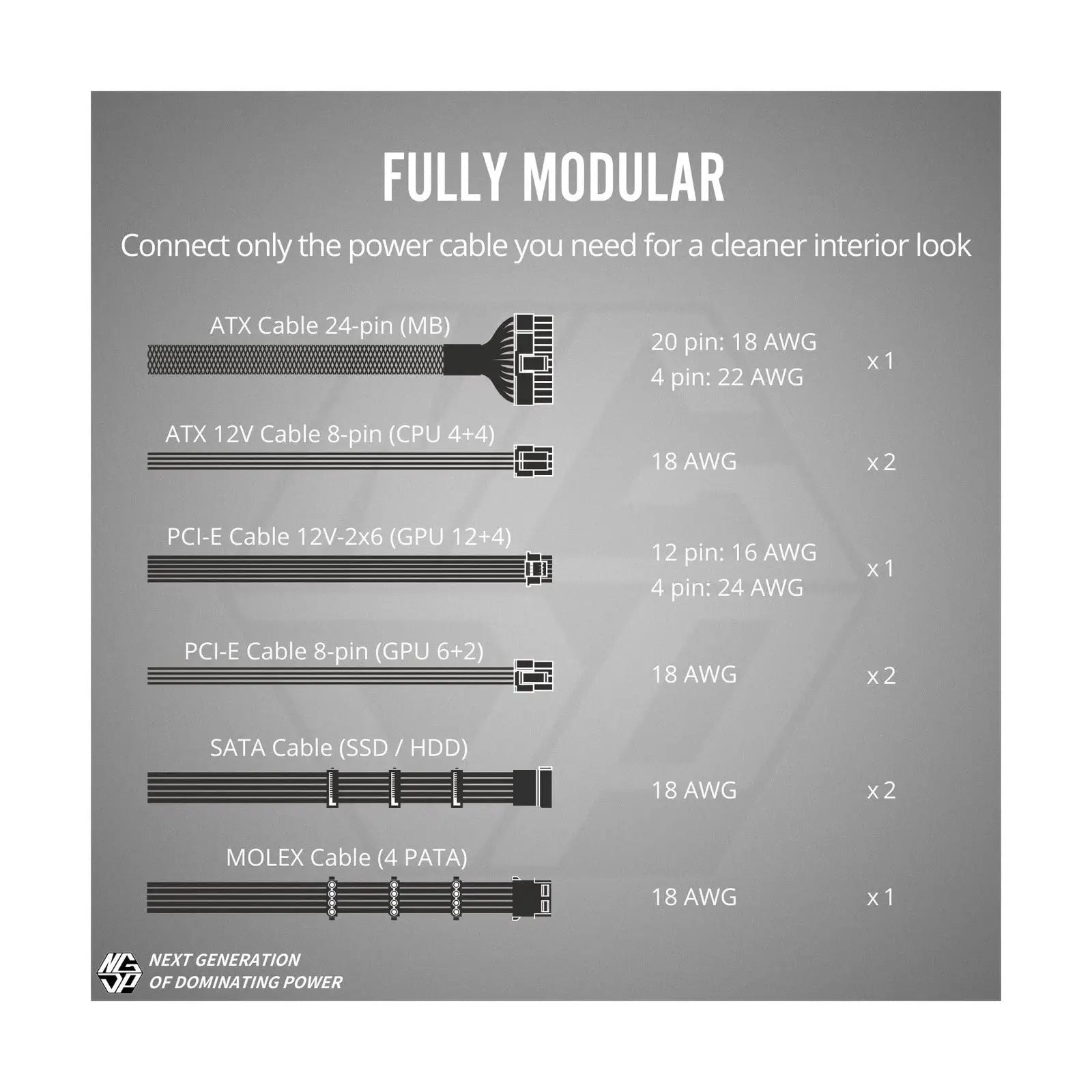 1st Player NGDP 850W 80 Plus Gold Fully Modular PSU