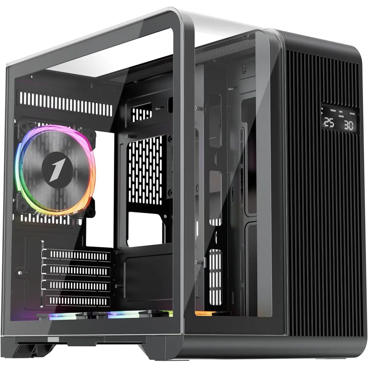 1st Player RT5 ARGB Micro-ATX Dual Chamber PC Gaming Case - Black