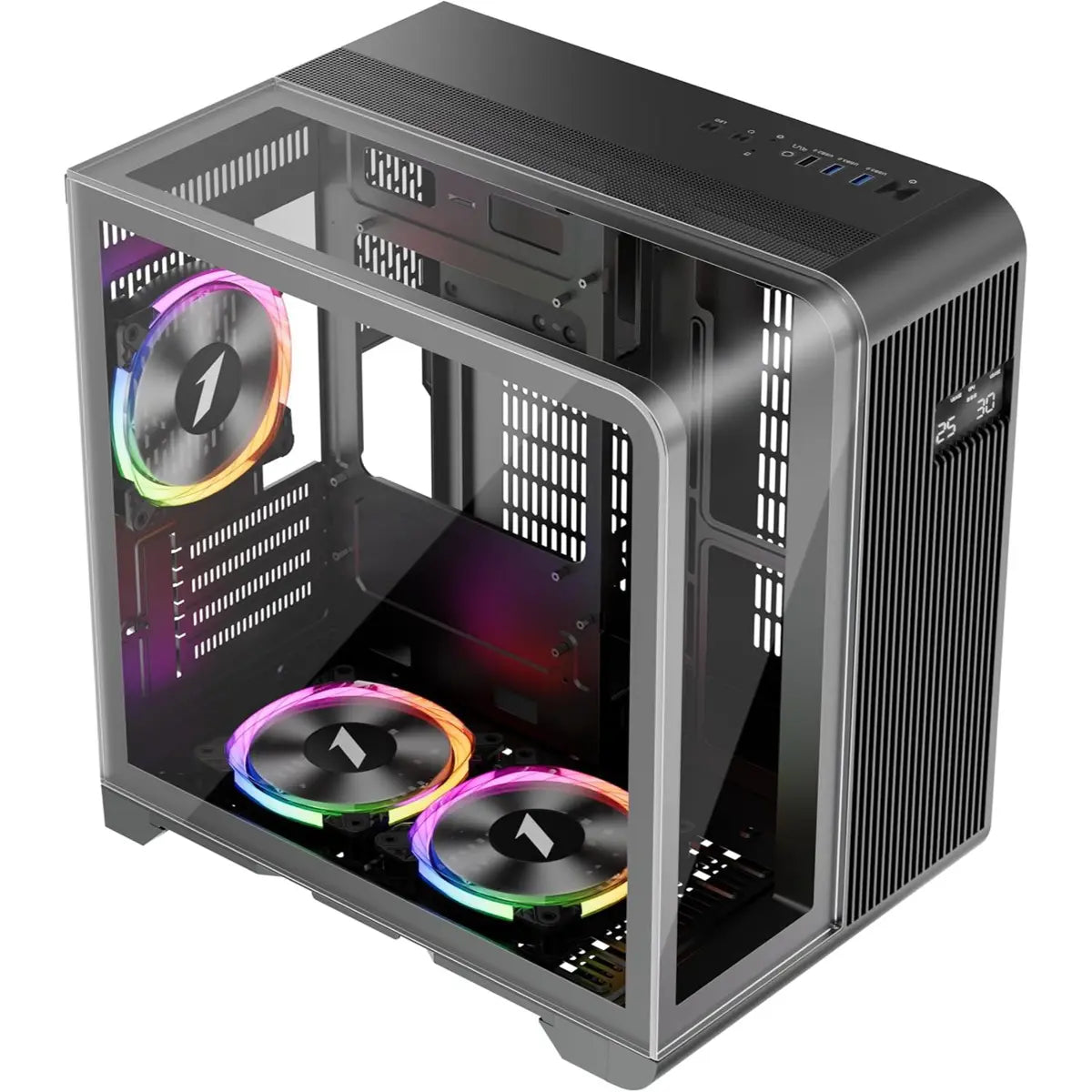 1st Player RT5 ARGB Micro-ATX Dual Chamber PC Gaming Case - Black