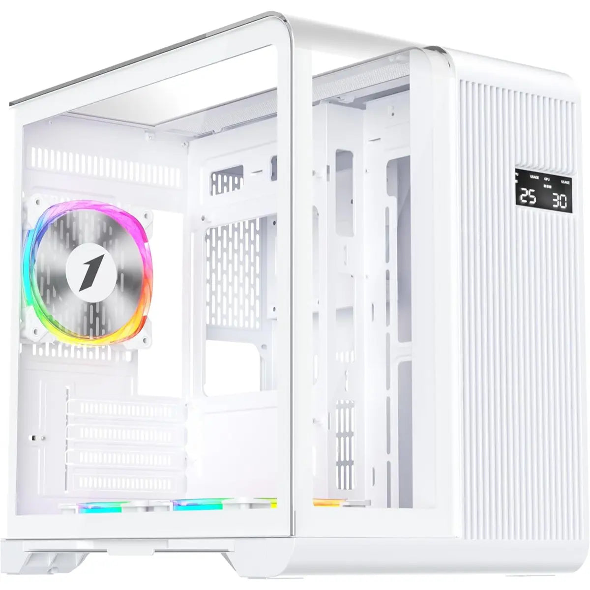 1st Player RT5 ARGB Micro-ATX Dual Chamber PC Gaming Case - White