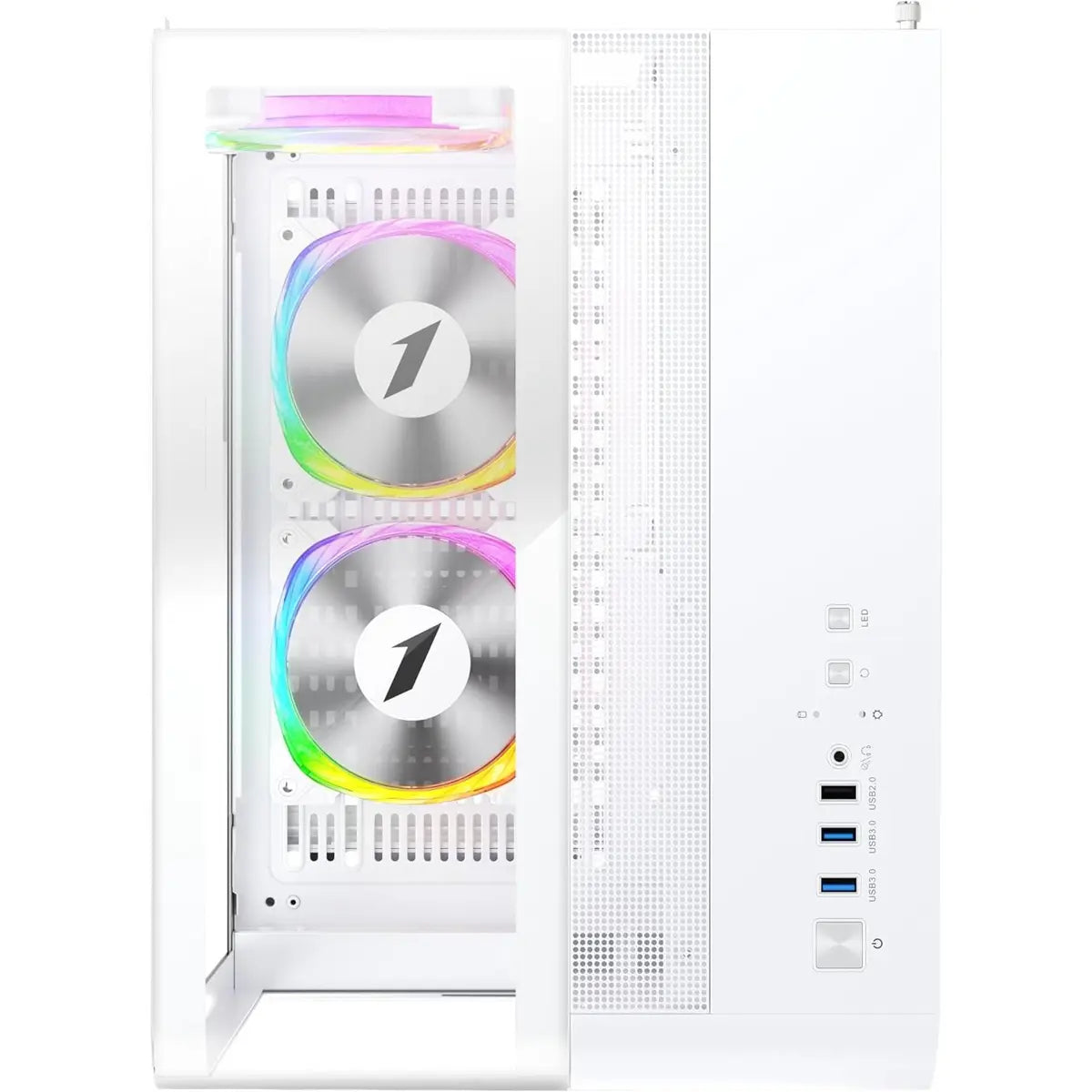 1st Player RT5 ARGB Micro-ATX Dual Chamber PC Gaming Case - White