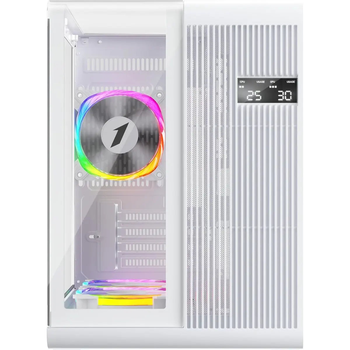 1st Player RT5 ARGB Micro-ATX Dual Chamber PC Gaming Case - White