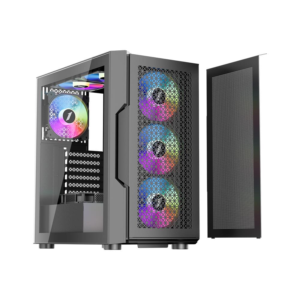 1st Player T7 ARGB Mid-Tower ATX Gaming Case - Black