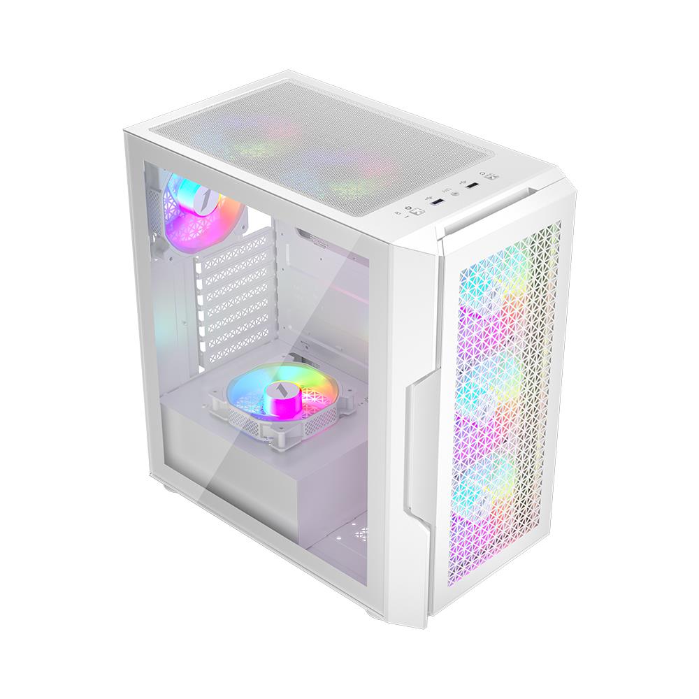 1st Player T7 ARGB Mid-Tower ATX Gaming Case - White