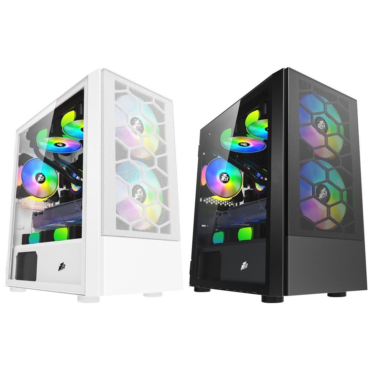 1st Player X4-M microATX Gaming Case with 3x ARGB Fans - Black