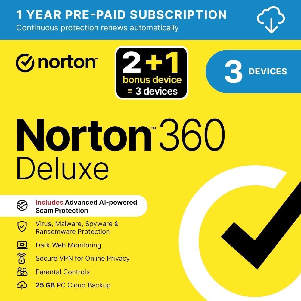 NORTON Security Deluxe 3 Devices - 1 Year License - PakByte Computers