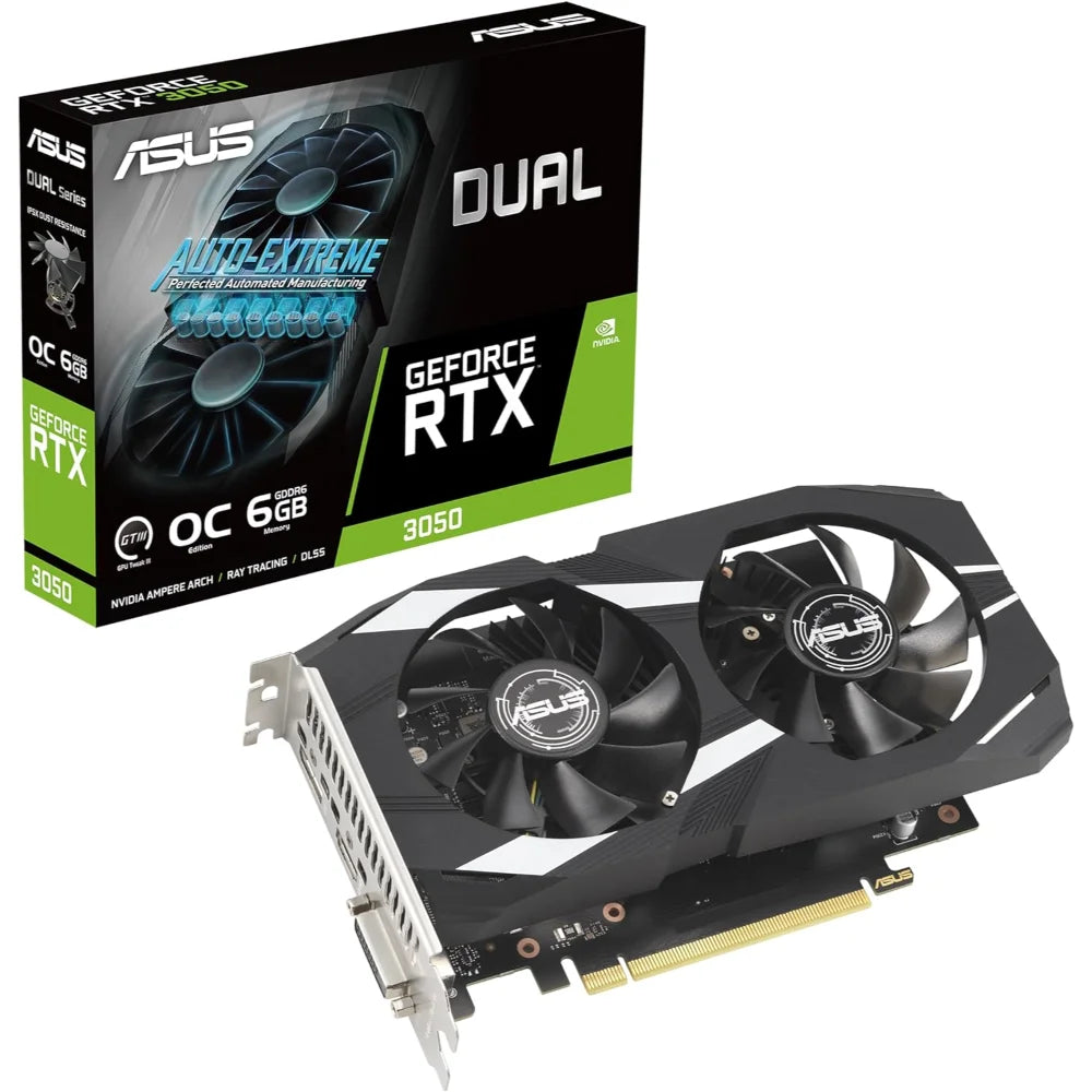ASUS Dual NVIDIA GeForce RTX 3050 6GB OC Edition Gaming Graphics Card - PakByte Computers