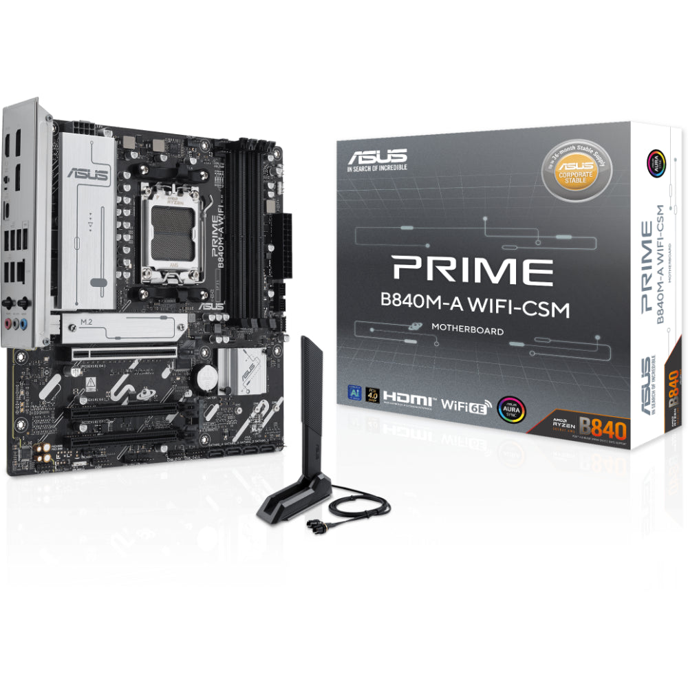 ASUS PRIME B840M-A WIFI-CSM DDR5 AM5 micro-ATX Motherboard - PakByte Computers