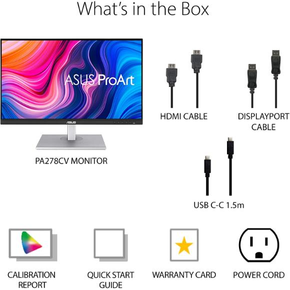 ASUS ProArt Display 27" Monitor PA278CV - WQHD (2560 x 1440), IPS, 100% sRGB, 100% Rec. 709 - PakByte Computers
