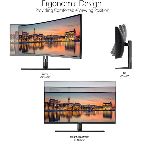 ASUS ProArt PA34VC 34" Curved Monitor Uwqhd 100Hz HDR-10 IPS Eye Care TB3 DP 1.2 HDMI 2.0B, Black - PakByte Computers
