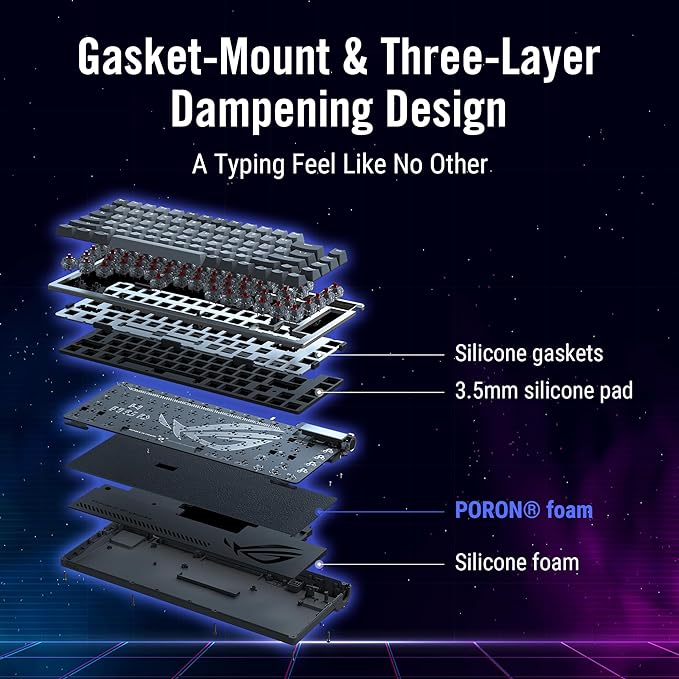 ASUS ROG Azoth 75% Wireless DIY Gaming Keyboard with OLED Display and Hot-Swappable NX Red Switches - PakByte Computers