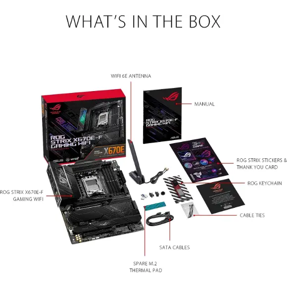 ASUS ROG Strix X670E-F Gaming WIFI 6E Socket AM5 LGA 1718 Ryzen 7000 Motherboard - PakByte Computers