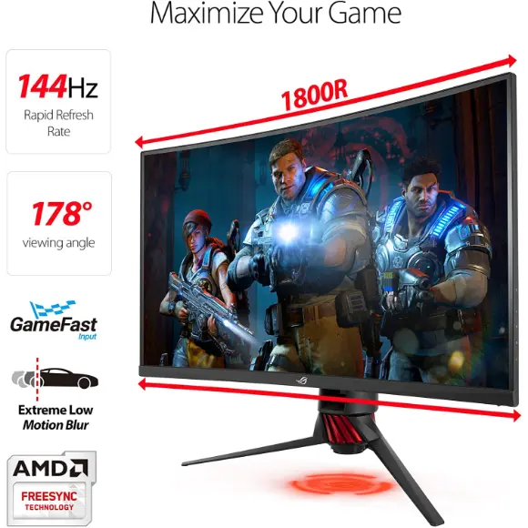 ASUS ROG Strix XG32VQ 31.5” 1440P Curved Gaming Monitor - QHD (2560 x 1440), 144Hz - Black - PakByte Computers