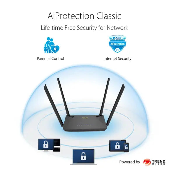 ASUS RT-AX53U AX1800 Dual Band WiFi 6 Extendable Router - PakByte Computers