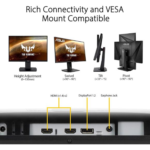 ASUS TUF Gaming 27” 1080P Monitor (VG279QR) - Full HD, IPS, 165Hz (Supports 144Hz), 1ms - PakByte Computers