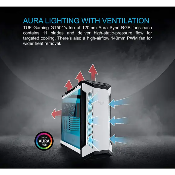 ASUS TUF Gaming GT501 Mid-Tower Computer Case - White - PakByte Computers