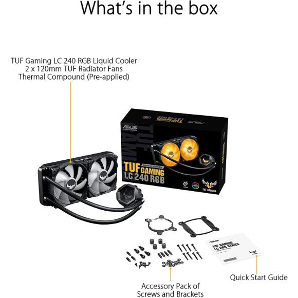 ASUS TUF Gaming LC 240 RGB All-in-one Liquid CPU Cooler (Aura Sync,TUF 120mm RGB Radiator Fans with Fan Blade Groove Design) - PakByte Computers