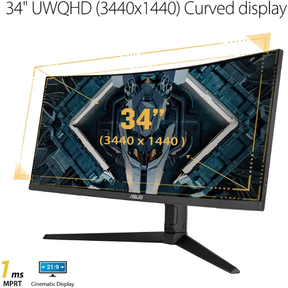 ASUS TUF Gaming VG34VQL1B 34” Curved HDR Monitor, WQHD (3440x1440), 165Hz, 1ms - PakByte Computers