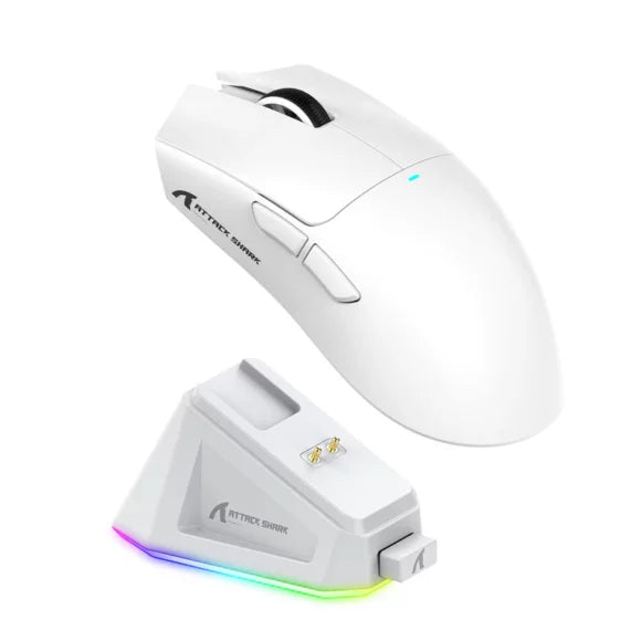 ATTACK SHARK X11 White Wireless Gaming Mouse with Charging Dock - PakByte