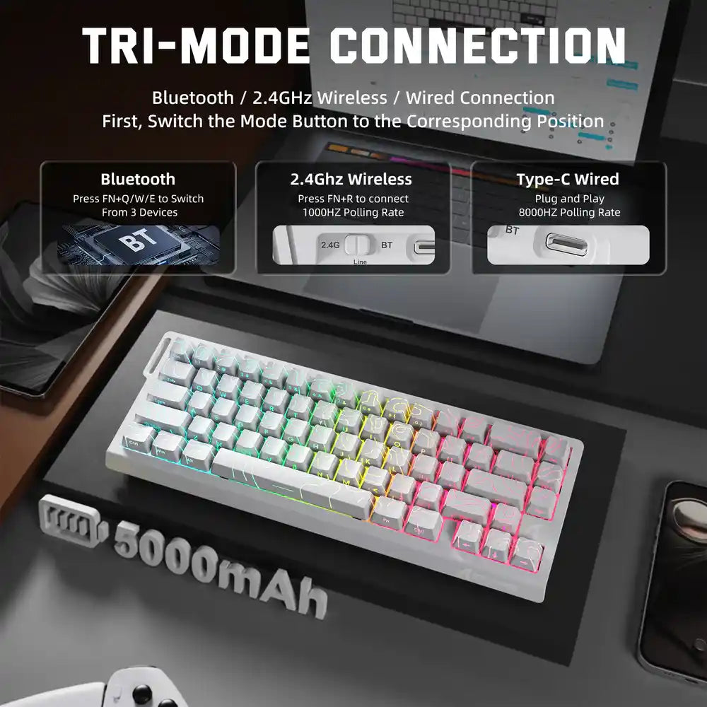 Attack Shark X68 PRO HE Wireless Keyboard Magnetic Switch – White Contour