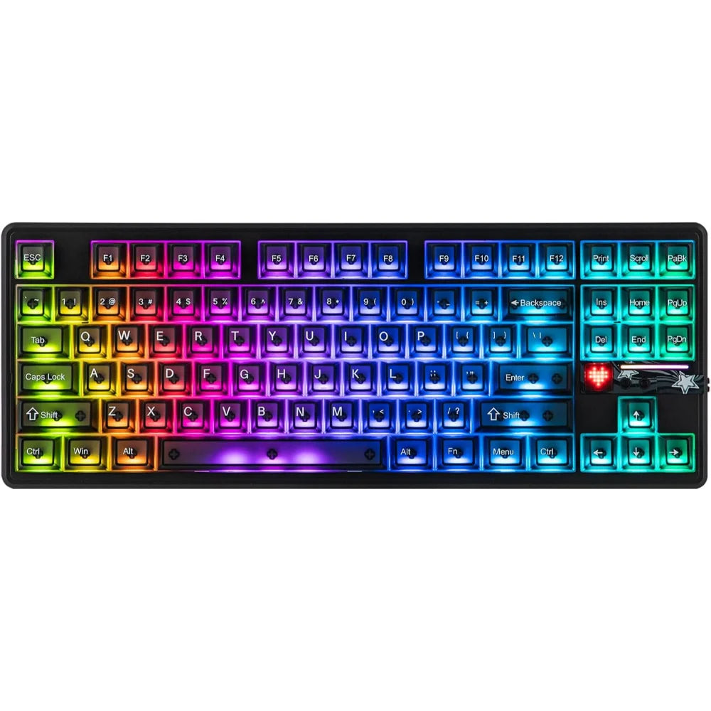 AULA F87 Pro V2 Side Engraved Tri-Mode Mechanical Gaming Keyboard - Black Frosted - Leobog X3 Switch