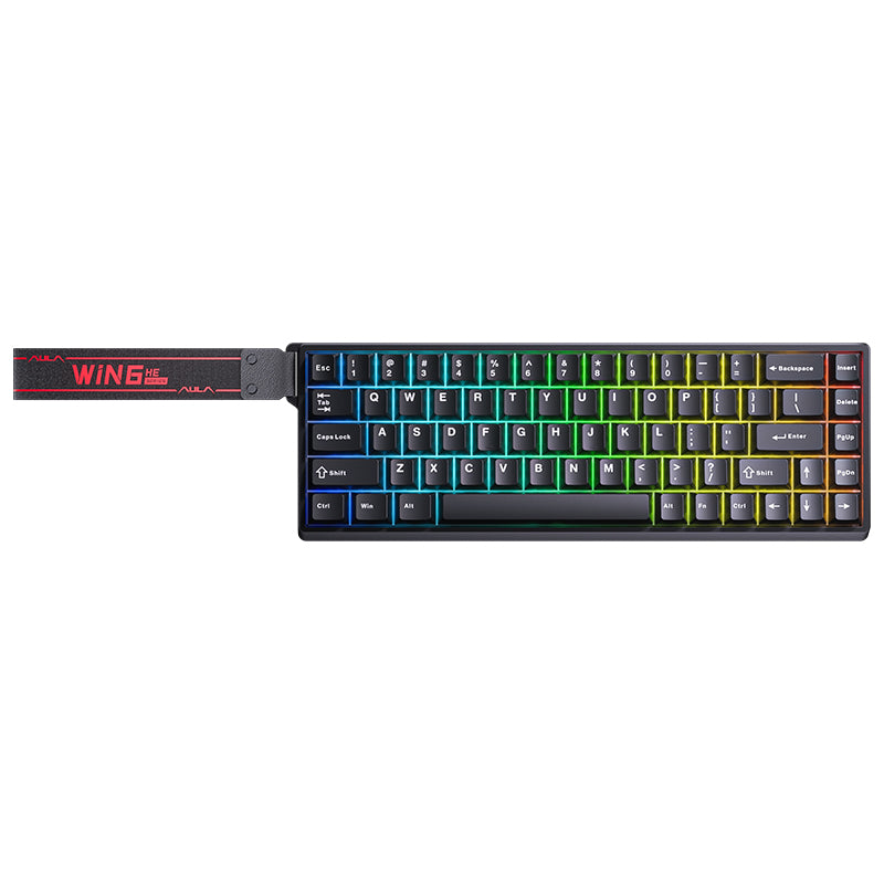 AULA WIN68HE Gray Wood Magnetic RT, Extreme Response, Gaming Keyboard - Black