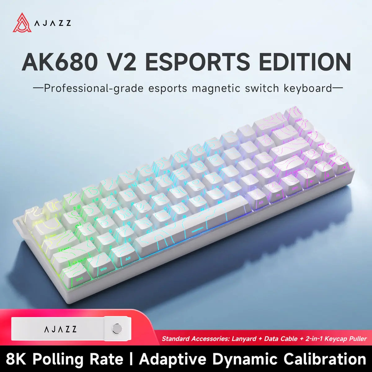 Ajazz AK680 V2 68-Key Magnetic Switch Keyboard - White