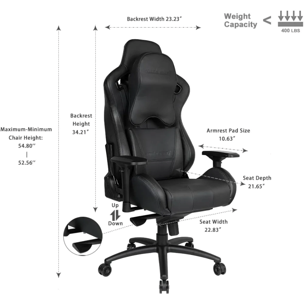 Anda Seat Kaiser 2 Pro Premium Leather Office Gaming Chair - Dark Knight Black - PakByte