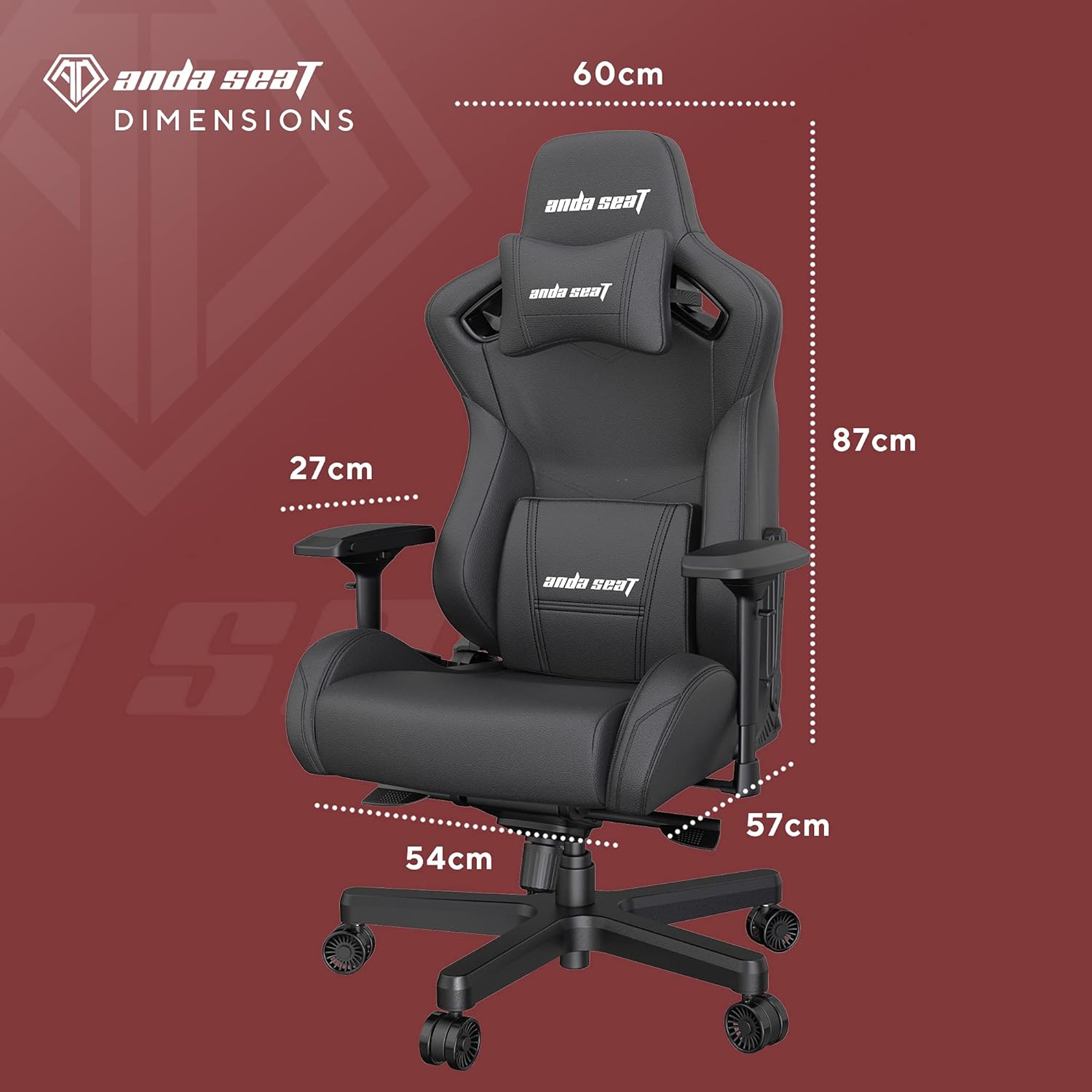 Anda Seat Kaiser 2 XL Leather Gaming Chair (Black) - PakByte