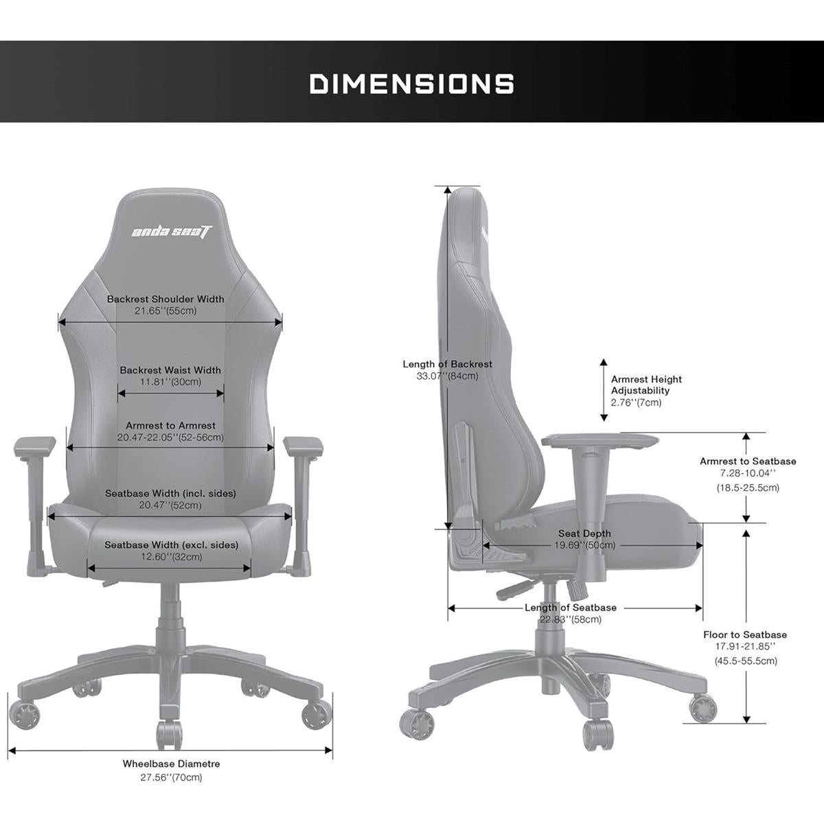 Anda Seat Luna Large Gaming Chair - Black & Blue - PakByte Computers