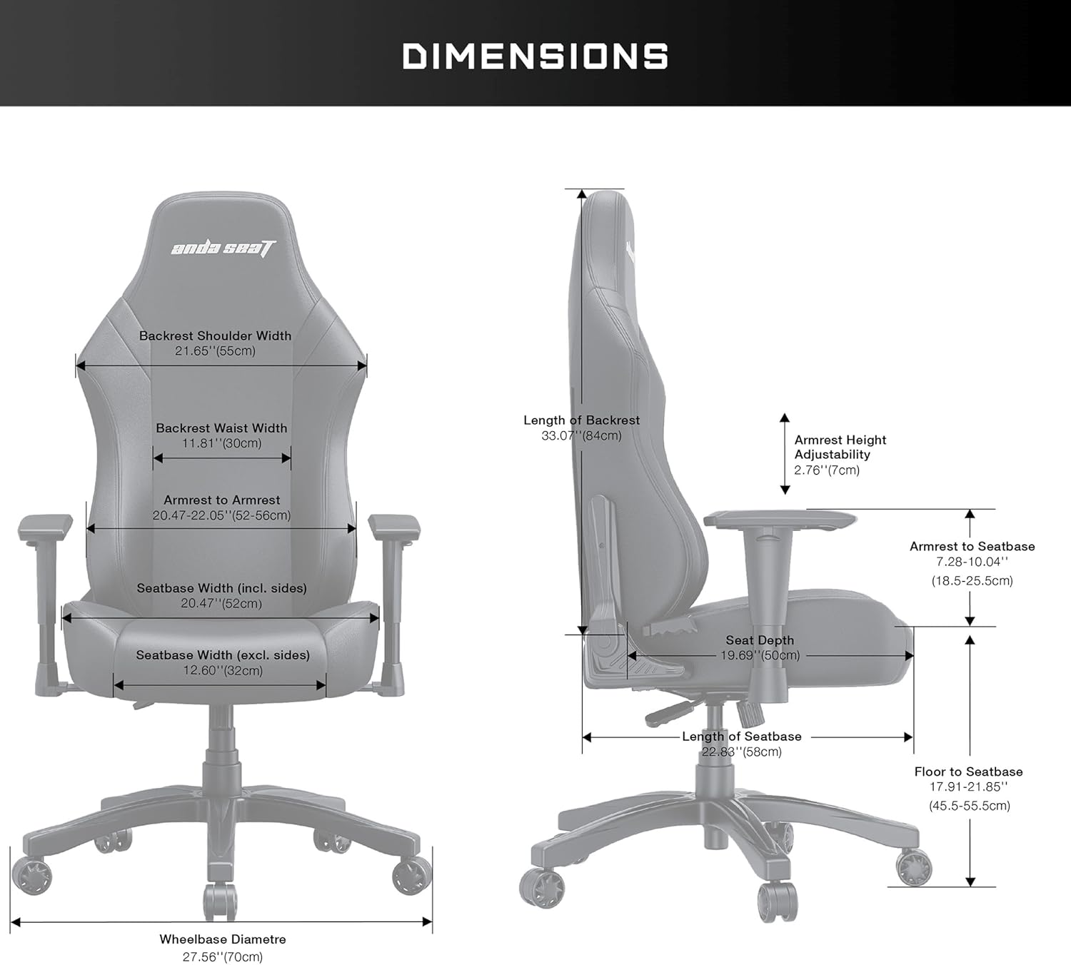 Anda Seat Luna Large Gaming Chair - Black - PakByte
