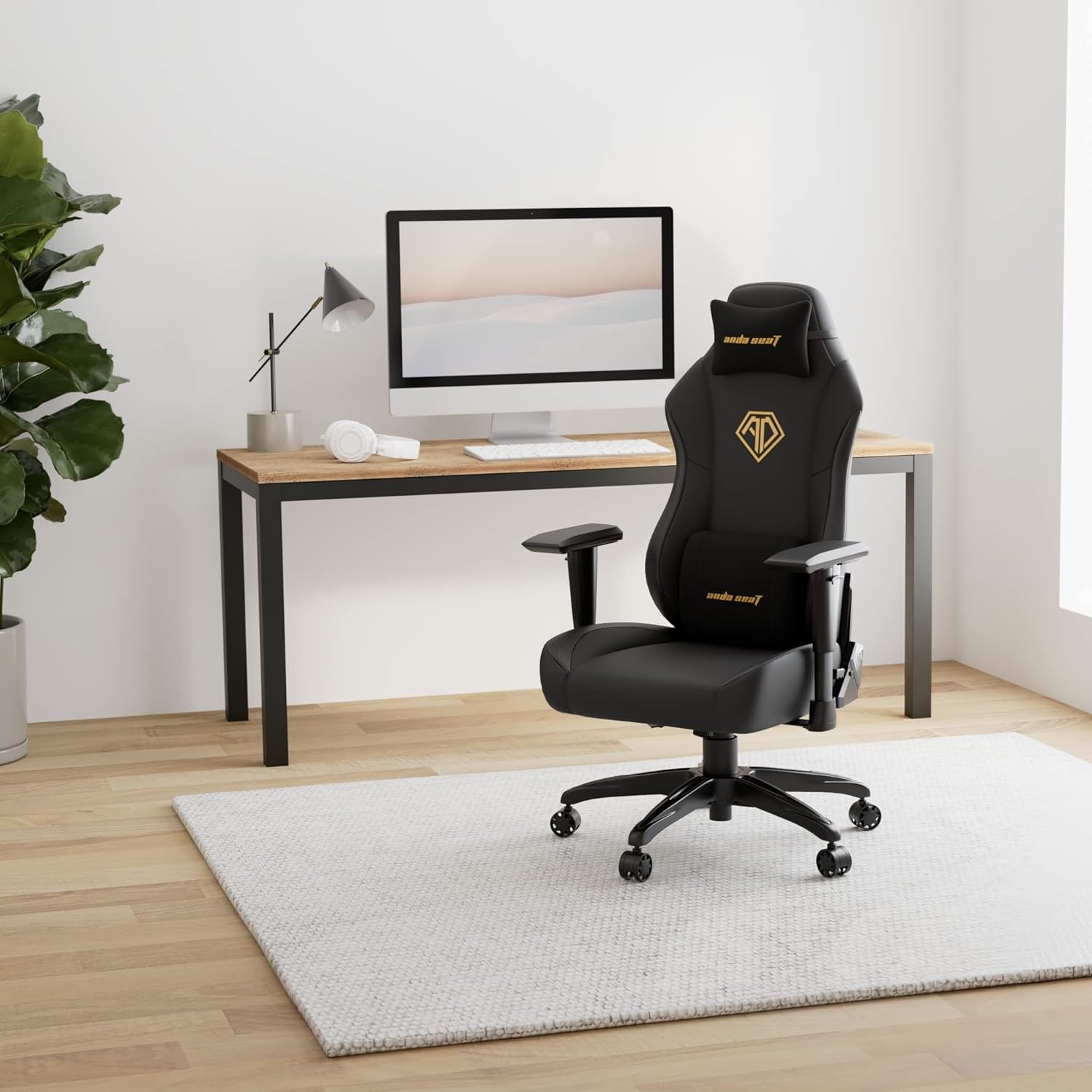 Anda Seat Phantom 3 Leather Gaming Chair - Black/Gold - PakByte