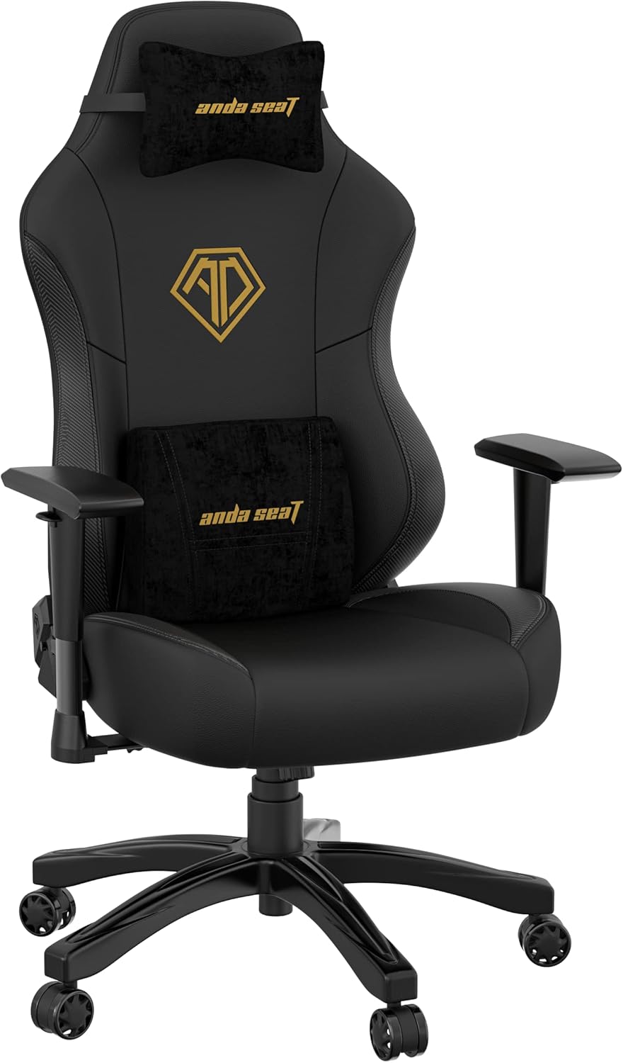 Anda Seat Phantom 3 Leather Gaming Chair - Black/Gold - PakByte