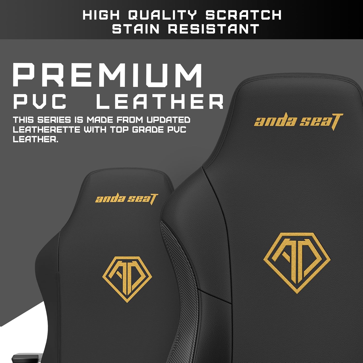 Anda Seat Phantom 3 Leather Gaming Chair - Black/Gold - PakByte