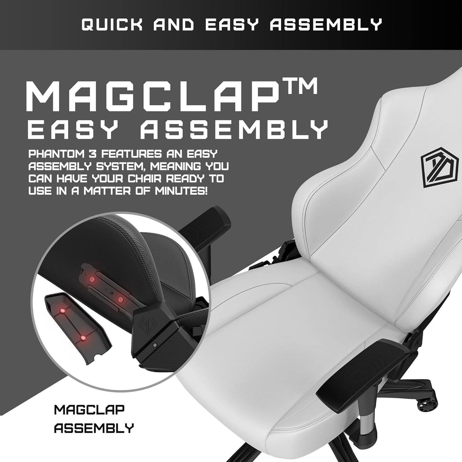 Anda Seat Phantom 3 Leather Gaming Chair - White - PakByte