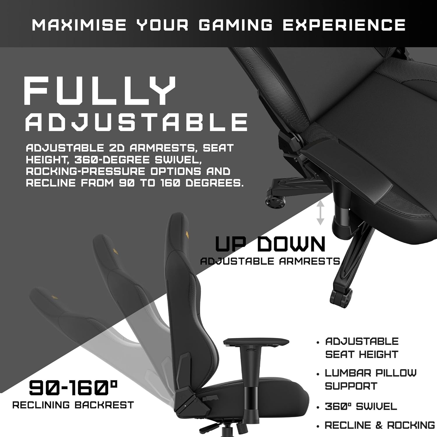 Anda Seat Phantom 3 Leather Gaming Chair - Black - PakByte
