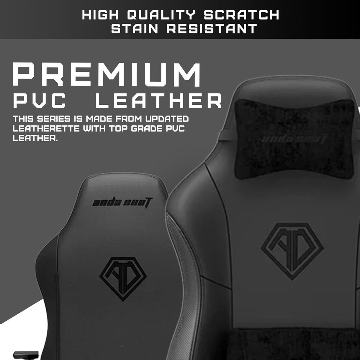 Anda Seat Phantom 3 XL Leather Gaming Chair - Stormy Black - PakByte Computers