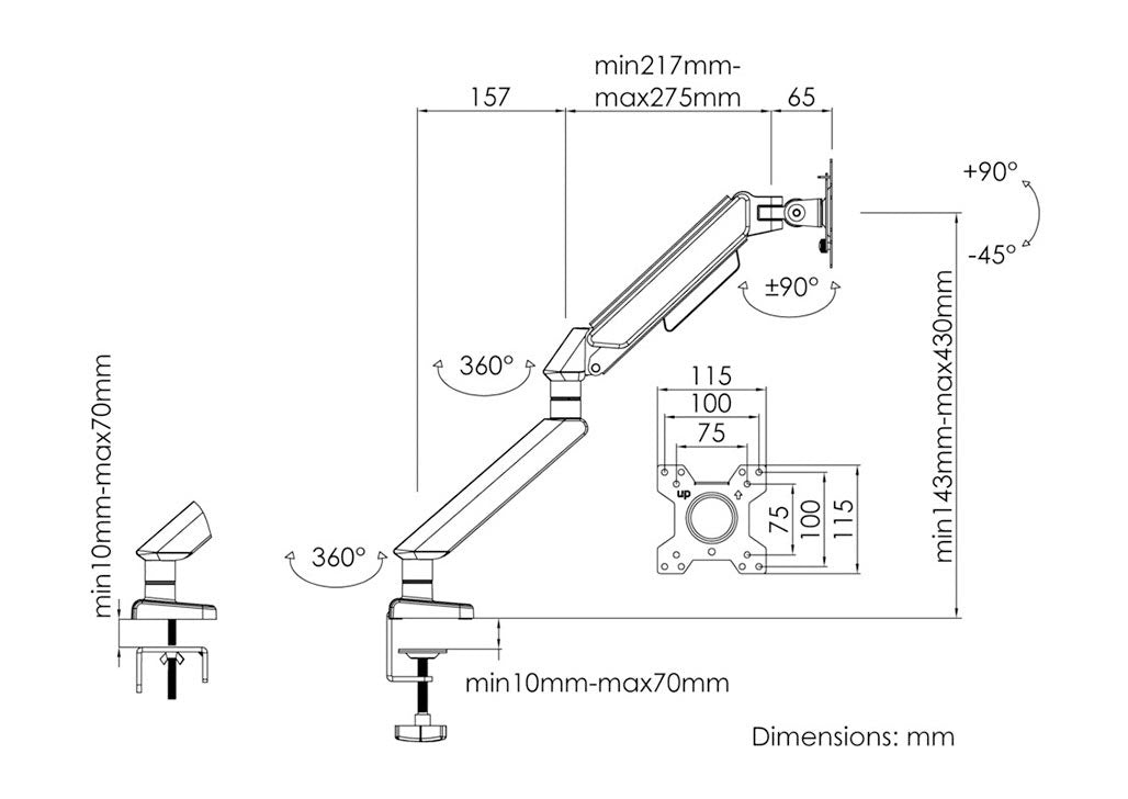 Anda Seat Stealth II A6D Ergonomic Monitor Arm - White - PakByte Computers