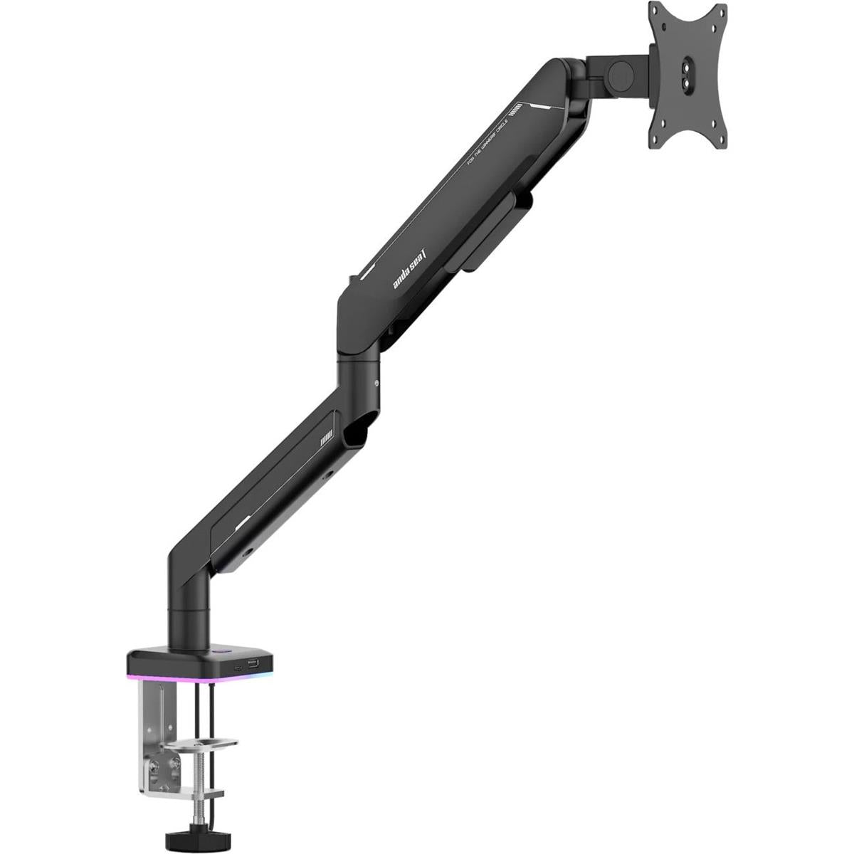 AndaSeat Stealth Pro II RGB Ergonomic Single Monitor Arm - Black - PakByte Computers