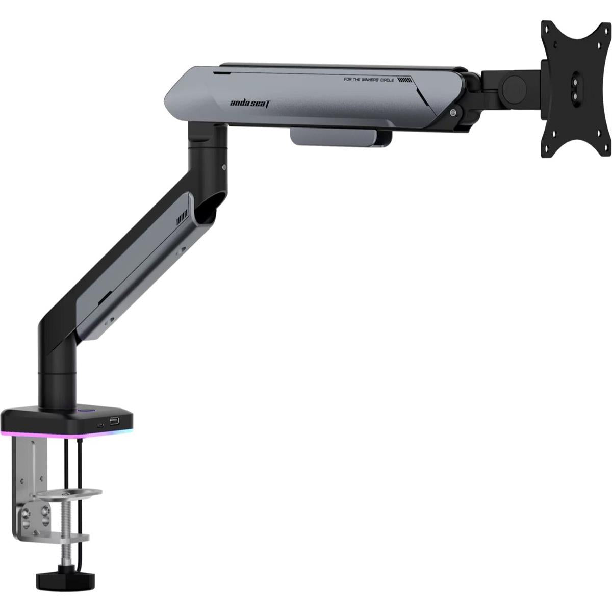 AndaSeat Stealth Pro II RGB Ergonomic Single Monitor Arm - Black Titanium - PakByte Computers