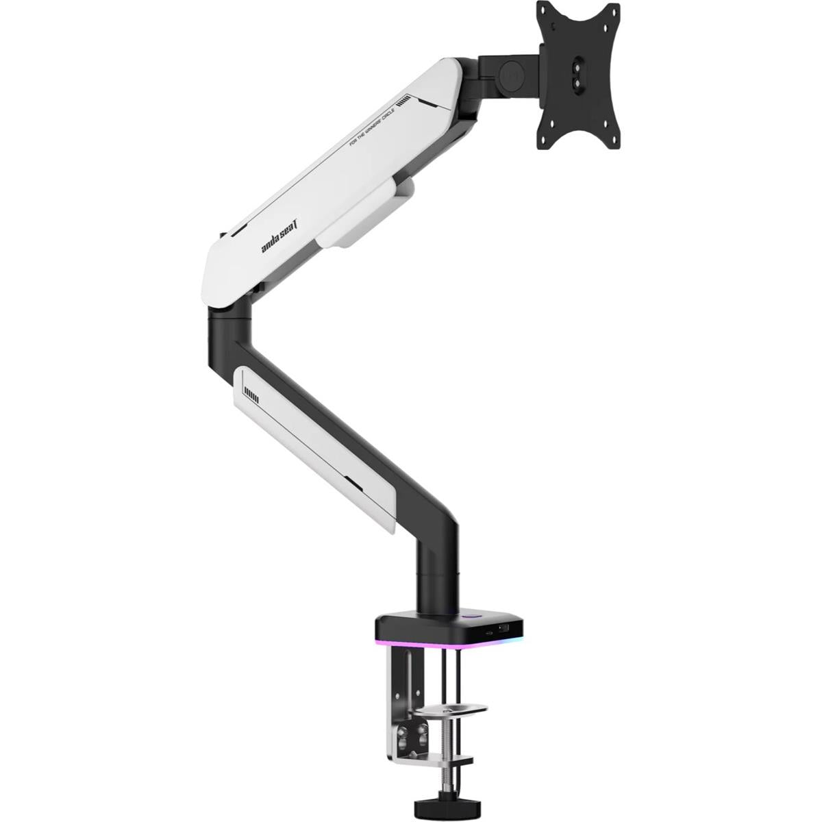 AndaSeat Stealth Pro II RGB Ergonomic Single Monitor Arm - White - PakByte Computers