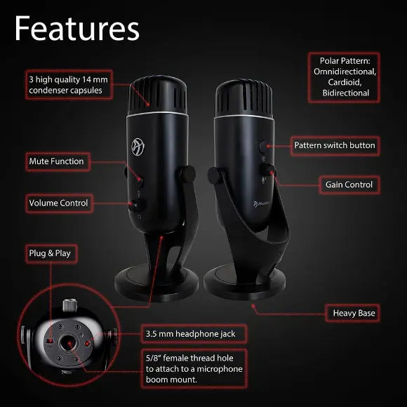 Arozzi Colonna Streaming and Gaming Microphone - Black - PakByte Computers