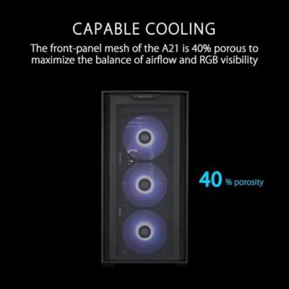 Asus A21 Mid-Tower microATX Case - Black - PakByte Computers