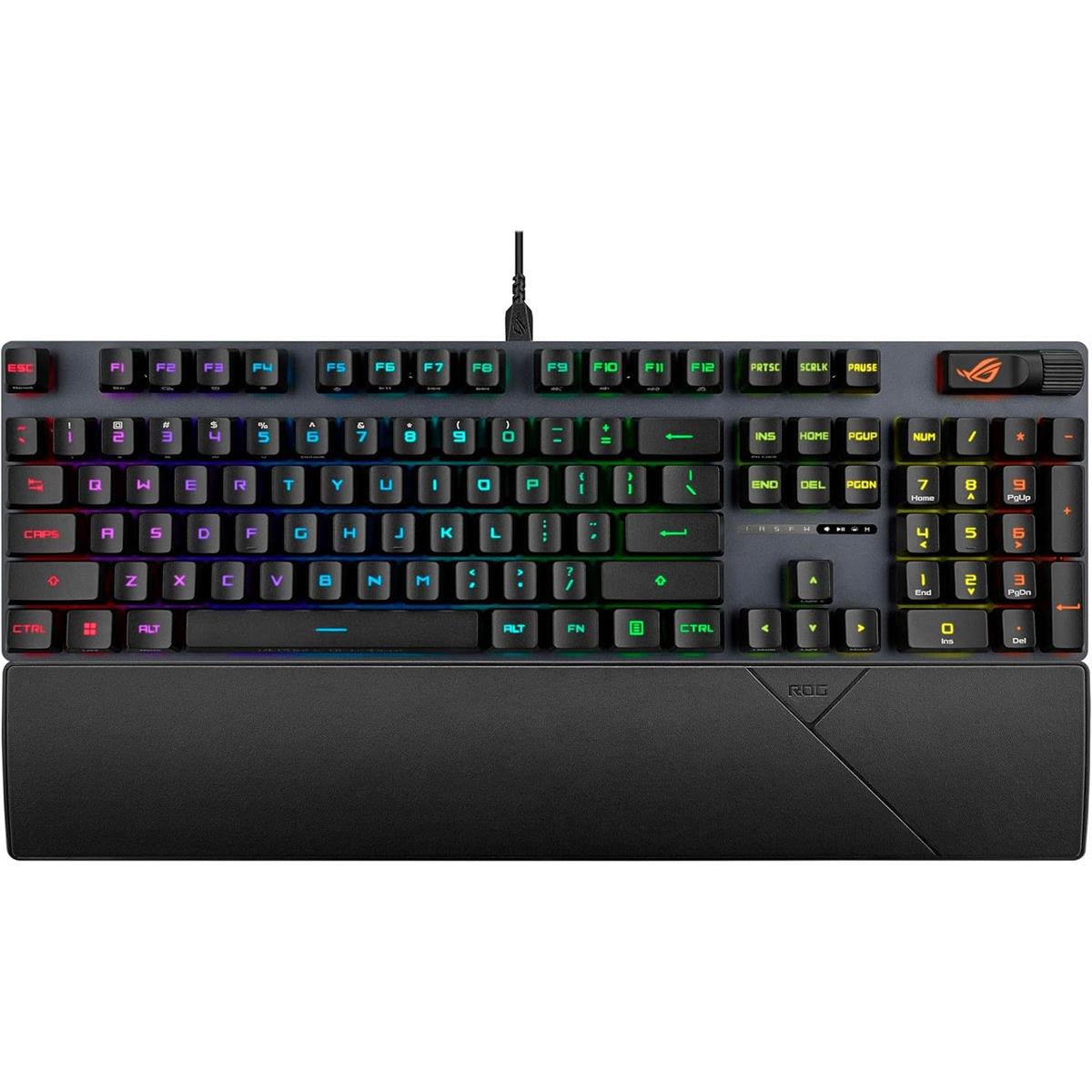 Asus Rog Strix Scope II RX Gaming Keyboard, Pre-Lubed ROG RX Red Linear Optical Switches, Wrist Rest, Black - PakByte Computers