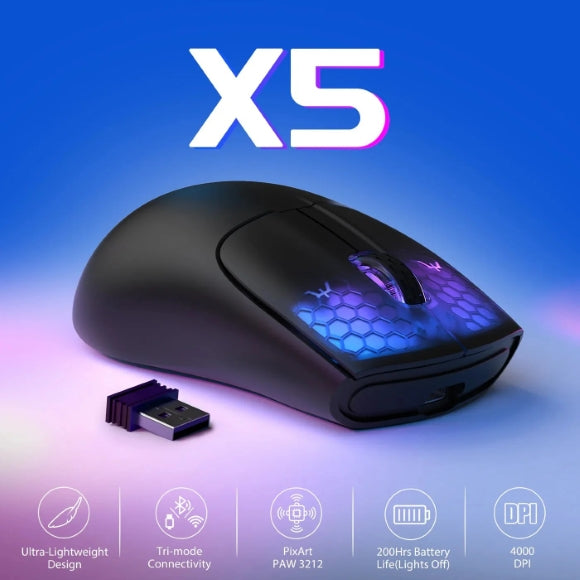 Attack Shark X5 Black Wireless Gaming Mouse - PakByte