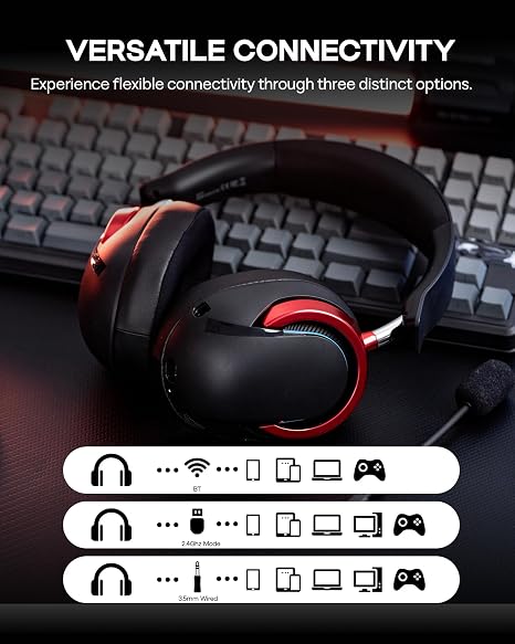 Aula A700 Wireless Gaming Headset with 7.1 Surround Sound - Black/Red
