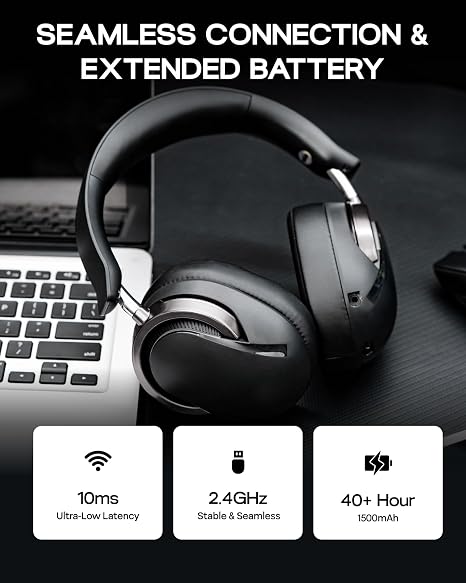 AULA A700 Wireless Gaming Headset with 7.1 Surround Sound - Black/Grey