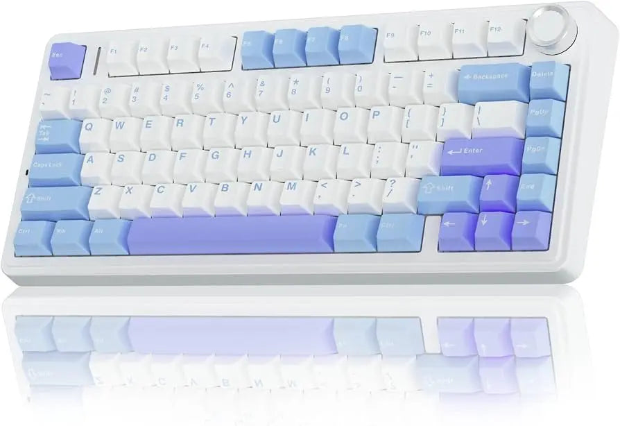AULA F75 Tri-Mode Mechanical Gaming Keyboard - White/Blue/Purple - Star Vector Switch