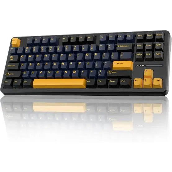 AULA F87 Tri-Mode Mechanical Gaming Keyboard - Black/Dark Blue/Orange - Graywood Switch V3